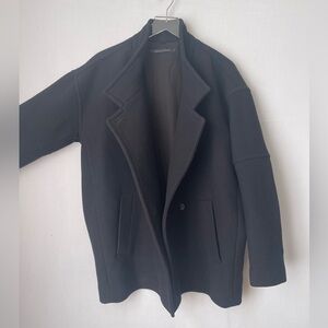 All Saints Wool Meade Nesi Short Dark Navy Coat 10 Peacoat